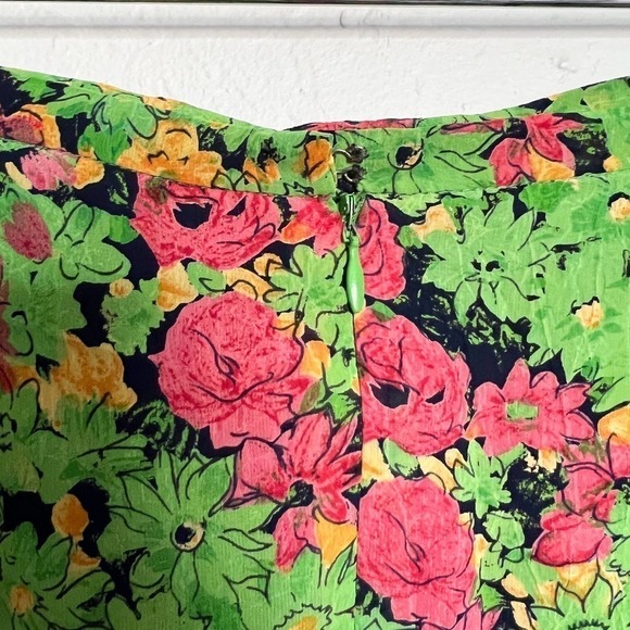 Y2k 2000s 90s Vintage Style Green Pink Floral Print Maxi Long Skirt Small brat - Picture 5 of 6